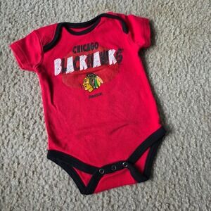 Reebok Chicago Blackhawks Bodysuit Red Graphic Short Sleeve Infant 3/6M